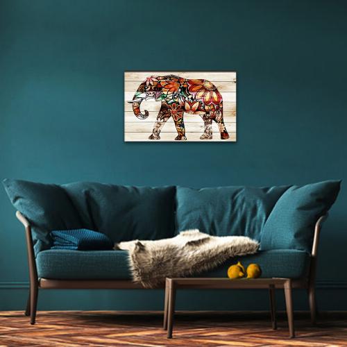 Vera Renkli Fil Baskılı Ahşap Tablo - Halkkitabevi