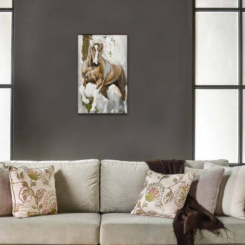Vera Kahverengi Koşan At Baskılı Ahşap Tablo