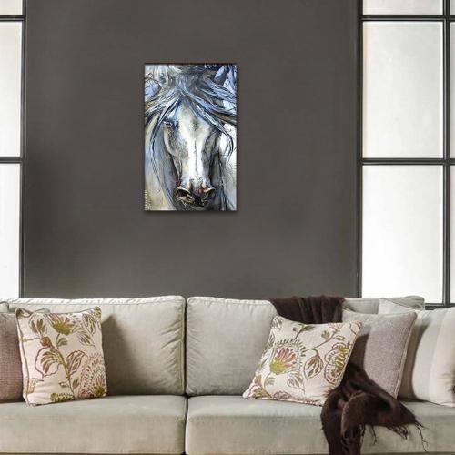 Vera Beyaz At Baskılı Ahşap Tablo