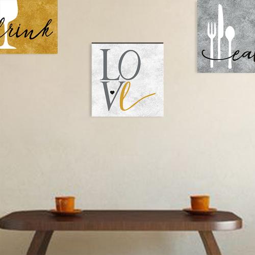 3'lü Ahşap Mutfak Tablosu Eat, Drink, Love - Model 1 - Halkkitabevi