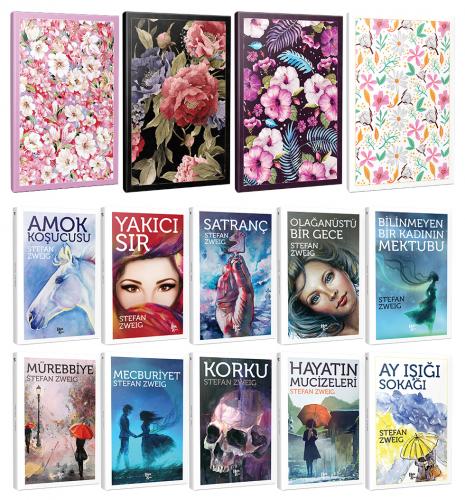 10 Stefan Zweig ve 4 Çiçekli Çizgili Defter -Set-2