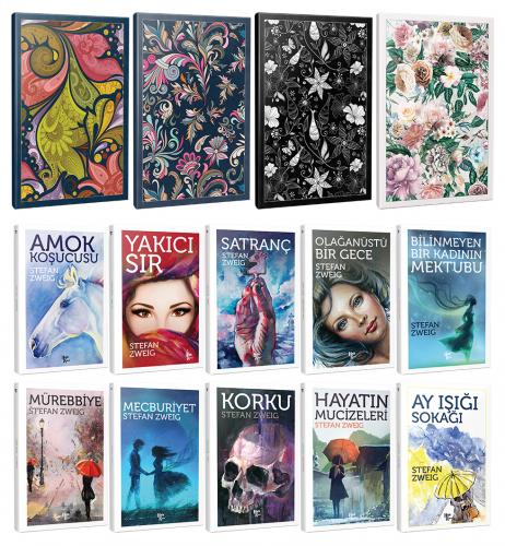 10 Stefan Zweig ve 4 Çiçekli Çizgili Defter -Set-3