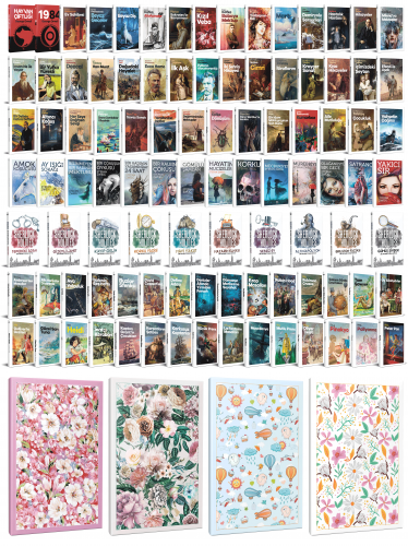 108 Dünya Klasiği ve Çiçekli Çizgili Defter Seti -2 - Halkkitabevi