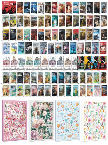 113 Dünya Klasiği ve Çiçekli Çizgili Defter Seti -2 - Halkkitabevi