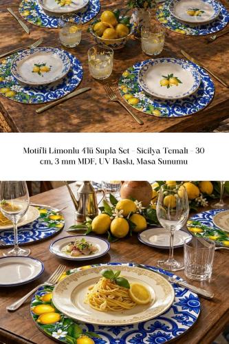 Motifli Limonlu 4'lü Supla Set – Sicilya Temalı - 30 cm, 3 mm MDF, UV Motifli Limonlu 4'lü Supla Set – Sicilya Temalı - 30 cm, 3 mm MDF, UV