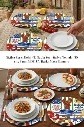 Sicilya Serisi Kolaj 4'lü Supla Set – Sicilya Temalı - 30 cm, 3 mm MD Sicilya Serisi Kolaj 4'lü Supla Set – Sicilya Temalı - 30 cm, 3 mm MD