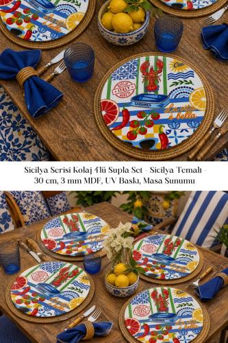 Sicilya Serisi Kolaj 4'lü Supla Set – Sicilya Temalı - 30 cm, 3 mm MD Sicilya Serisi Kolaj 4'lü Supla Set – Sicilya Temalı - 30 cm, 3 mm MD