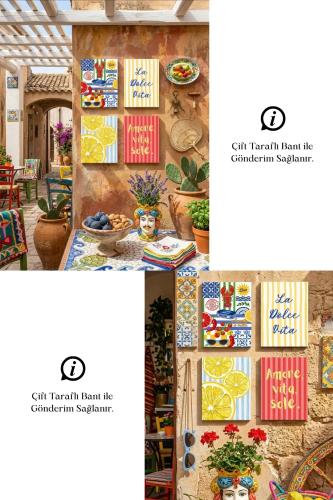 La Dolce Vita Tablo Seti 4'lü Set – Sicilya Temalı- 15x20 cm, 3 mm MD La Dolce Vita Tablo Seti 4'lü Set – Sicilya Temalı- 15x20 cm, 3 mm MD