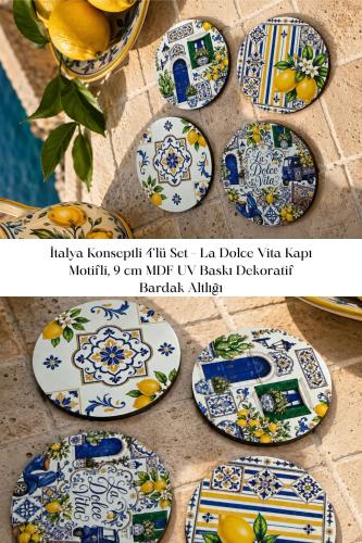 İtalya Konseptli 4'lü Set – La Dolce Vita Kapı Motifli, 9 cm MDF UV Ba İtalya Konseptli 4'lü Set – La Dolce Vita Kapı Motifli, 9 cm MDF UV Ba
