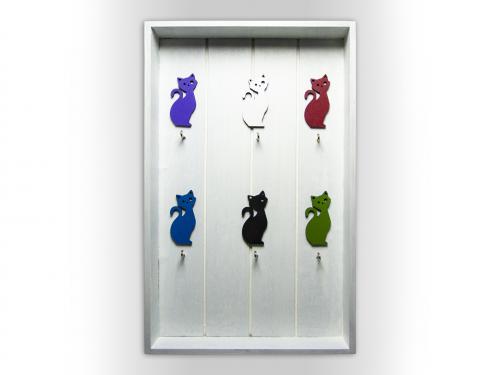 Kedi Figürlü 6'Lı Anahtarlık Kutusu, Beyaz - Halkkitabevi