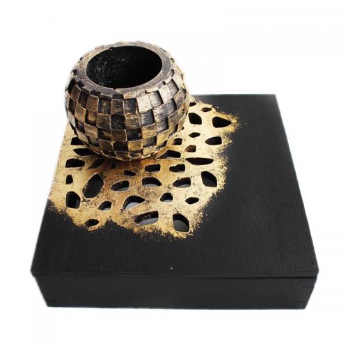 Class Concrete 5-Ahşap Ayak Damalı Küre Beton Saksı - Halkkitabevi