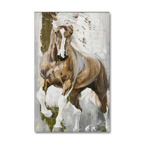 Vera Kahverengi Koşan At Baskılı Ahşap Tablo - Halkkitabevi