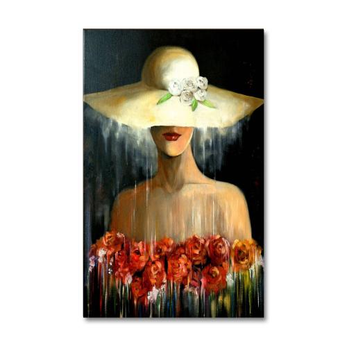 Vera Kırmızı Güllü Kadın Baskılı Ahşap Tablo - Halkkitabevi