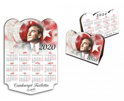 2020 Ahşap Atatürk Duvar & Masa Takvim