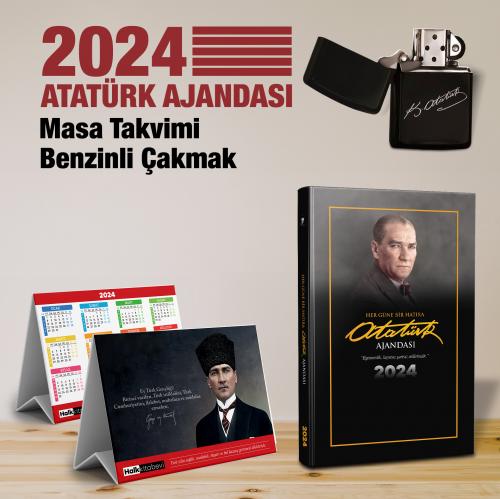 2024 Atatürk Ankara Ajanda - Masa Takvimi - Benzinli Çakmak - Halkki