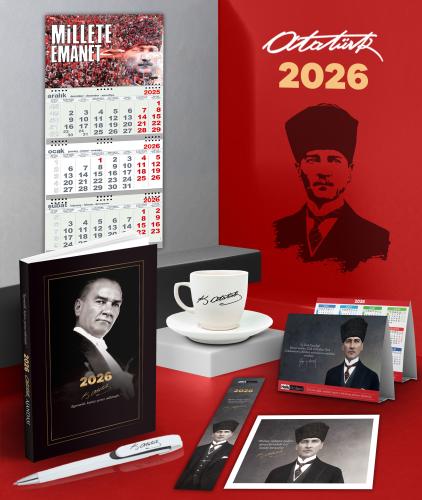 2026 Atatürk Gazi Paşa Ajanda - Duvar Takvimi-ME - Masa Takvimi - Ayra