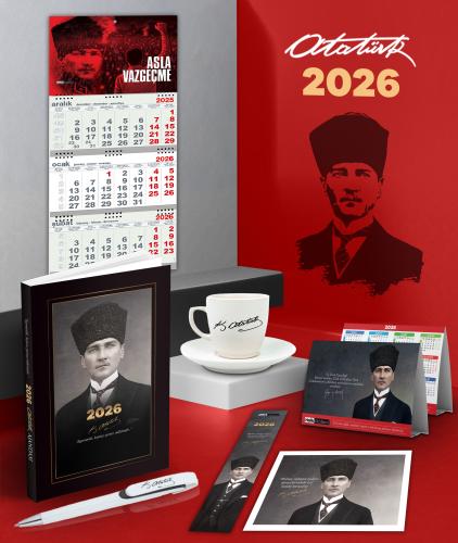2026 Atatürk Kalpaklı Ajanda - Duvar Takvimi-AV - Masa Takvimi - Ayraç