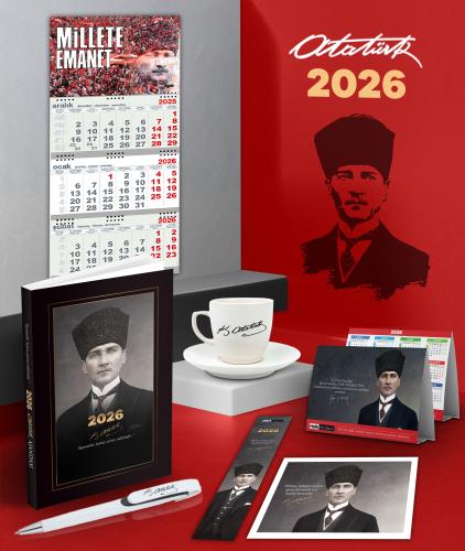2026 Atatürk Kalpaklı Ajanda - Duvar Takvimi-ME - Masa Takvimi - Ayraç