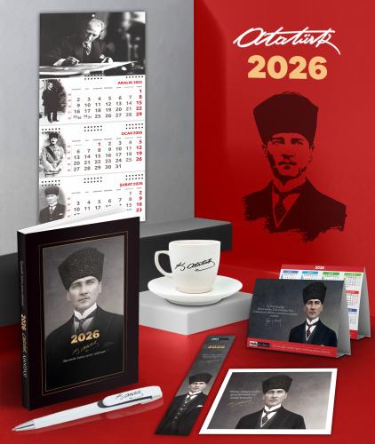 2026 Atatürk Kalpaklı Ajanda - İmza Duvar Takvimi - Masa Takvimi - Ay