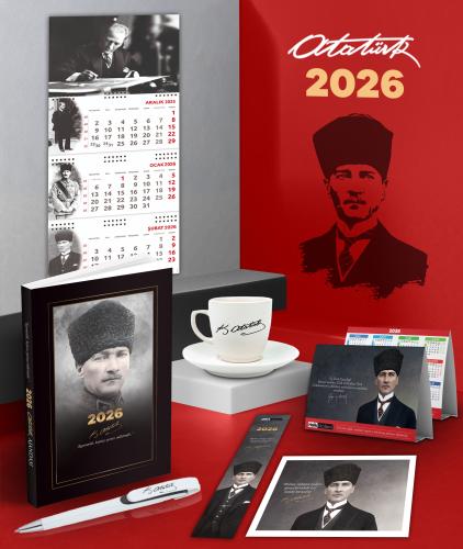 2026 Atatürk Komutan Ajanda - İmza Duvar Takvimi - Masa Takvimi - Ayra