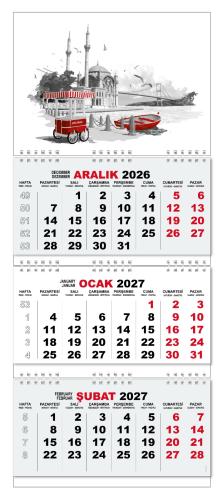 2027 Gemici Duvar Takvimi - Ortaköy - Halkkitabevi