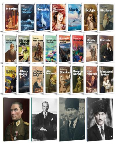 23 Dünya Klasiği ve Atatürk Temalı 64 Sayfa Çizgili Defter Seti -2 - H