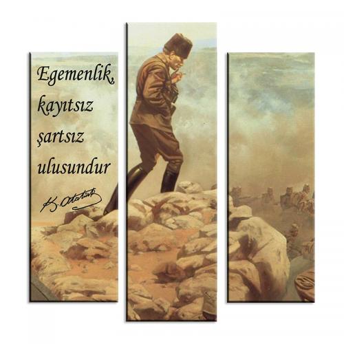 3'lü Ahşap Magnet - Atatürk Resimli Model 4 - Halkkitabevi