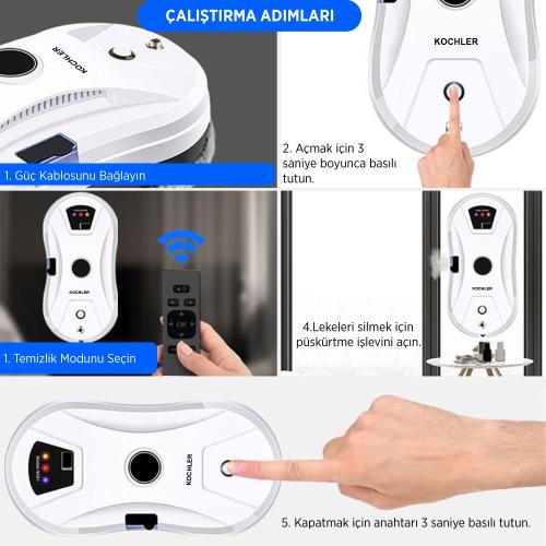 Cam Temizleme Robotu – Akıllı, Vakumlu ve Uzaktan Kumandalı Pencere Si