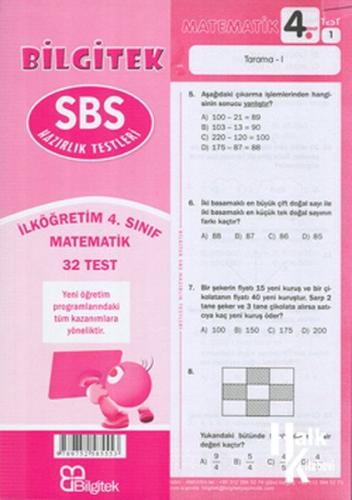 4.Sınıf Matematik SBS Çek Kopar Yaprak Test - Bilgitek