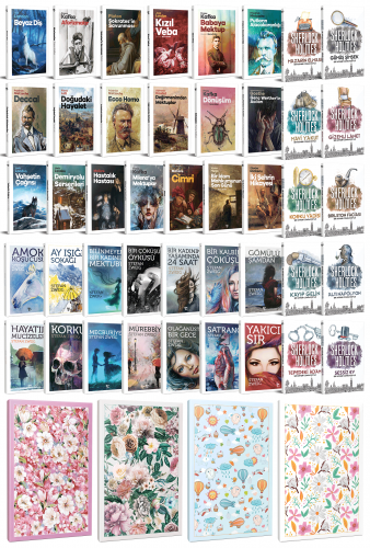 43 Dünya Klasiği ve Çiçekli Çizgili Defter Seti -2 - Halkkitabevi