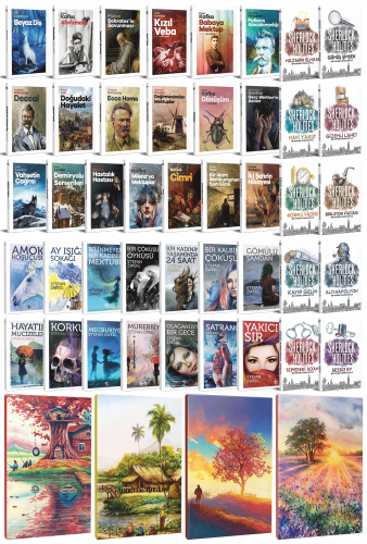 43 Dünya Klasiği ve Manzara Temalı 64 Sayfa Çizgili Defter Seti -2 - H