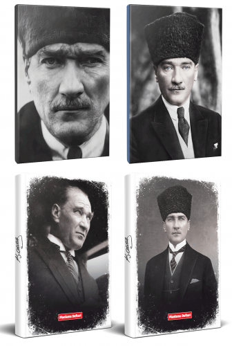 4lü Atatürk 64 Sayfa 13,5x19,5cm Defter ve 176 Sayfa Planlama Defteri Seti -3