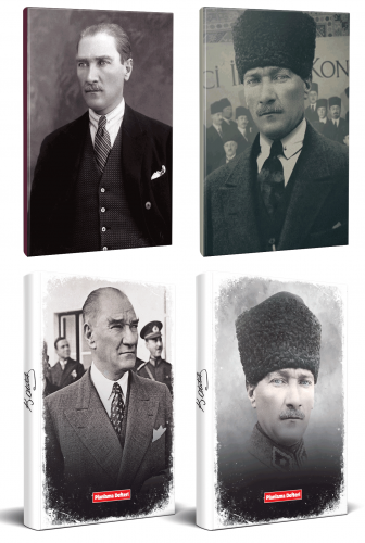 4lü Atatürk 64 Sayfa 13,5x19,5cm Defter ve 176 Sayfa Planlama Defteri Seti -8