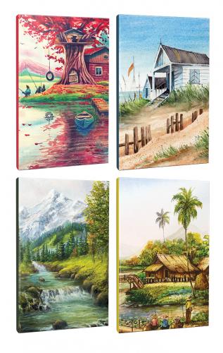 4lü Manzara Temalı 13,5x19,5cm 64 Sayfa Çizgili Okul Defteri Seti -9 -