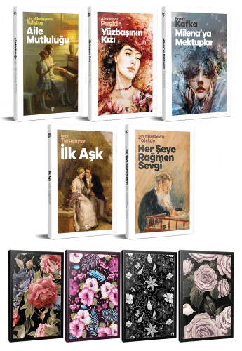 5 Dünya Klasiği ve Çiçekli Çizgili Defter Seti -1 - Halkkitabevi