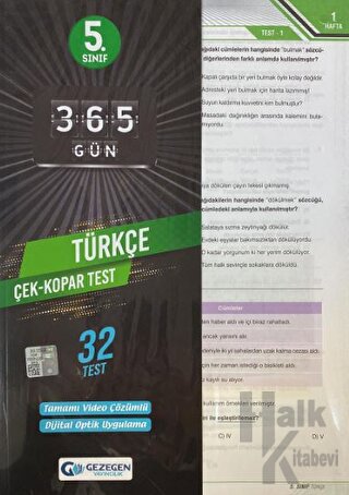 5.Sınıf 365 Gün Türkçe 32 Yaprak Test - Halkkitabevi