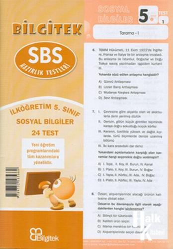 5.Sınıf Sosyal Bilgiler SBS Çek Kopar Yaprak Test - Bilgitek