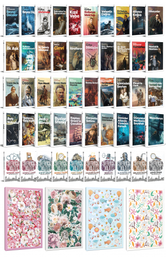 50 Dünya Klasiği ve Çiçekli Çizgili Defter Seti -2 - Halkkitabevi