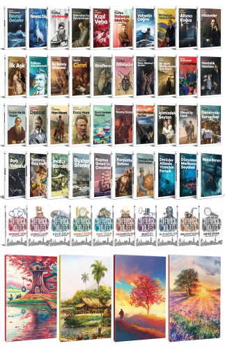 50 Dünya Klasiği ve Manzara Temalı 64 Sayfa Çizgili Defter Seti -2 - H