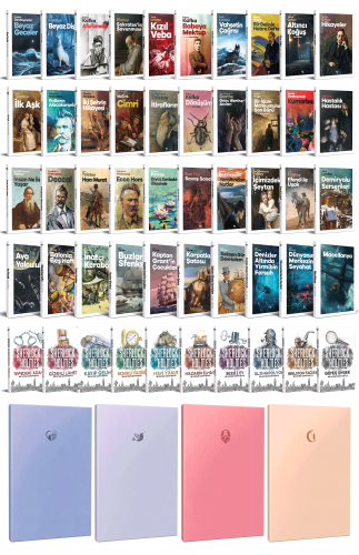 50 Dünya Klasiği ve Pastel Çizgisiz Defter Seti -1 - Halkkitabevi