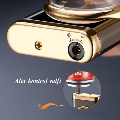 Kişiye Özel - Retro Piano Black Saatli Çakmak - Halkkitabevi