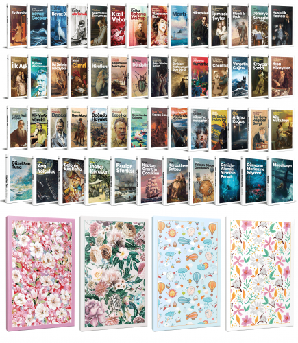 53 Dünya Klasiği ve Çiçekli Çizgili Defter Seti -2 - Halkkitabevi