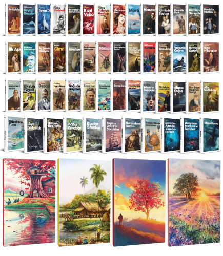 53 Dünya Klasiği ve Manzara Temalı 64 Sayfa Çizgili Defter Seti -1 - H
