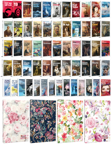 58 Dünya Klasiği ve Çiçekli Planlama Defteri Seti -2 - Halkkitabevi