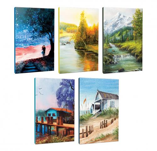 5li Manzara Temalı 13,5x19,5cm 64 Sayfa Çizgili Okul Defteri Seti -1 -