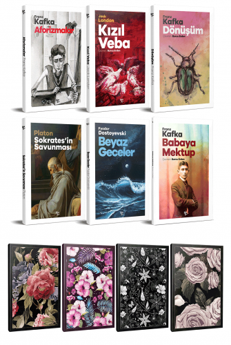 6 Dünya Klasiği ve Çiçekli Çizgili Defter Seti -1 - Halkkitabevi