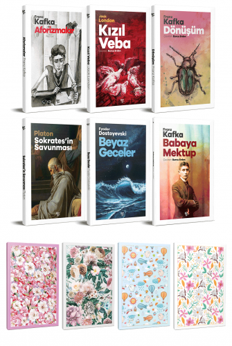 6 Dünya Klasiği ve Çiçekli Çizgili Defter Seti -2 - Halkkitabevi