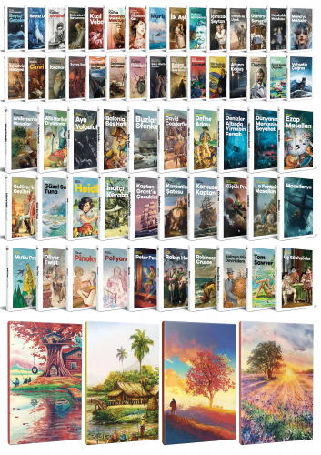 60 Dünya Klasiği ve Manzara Temalı 64 Sayfa Çizgili Defter Seti -1 - H