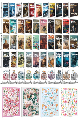 61 Dünya Klasiği ve Çiçekli Çizgili Defter Seti -2 - Halkkitabevi