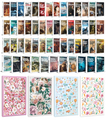 63 Dünya Klasiği ve Çiçekli Çizgili Defter Seti -2 - Halkkitabevi